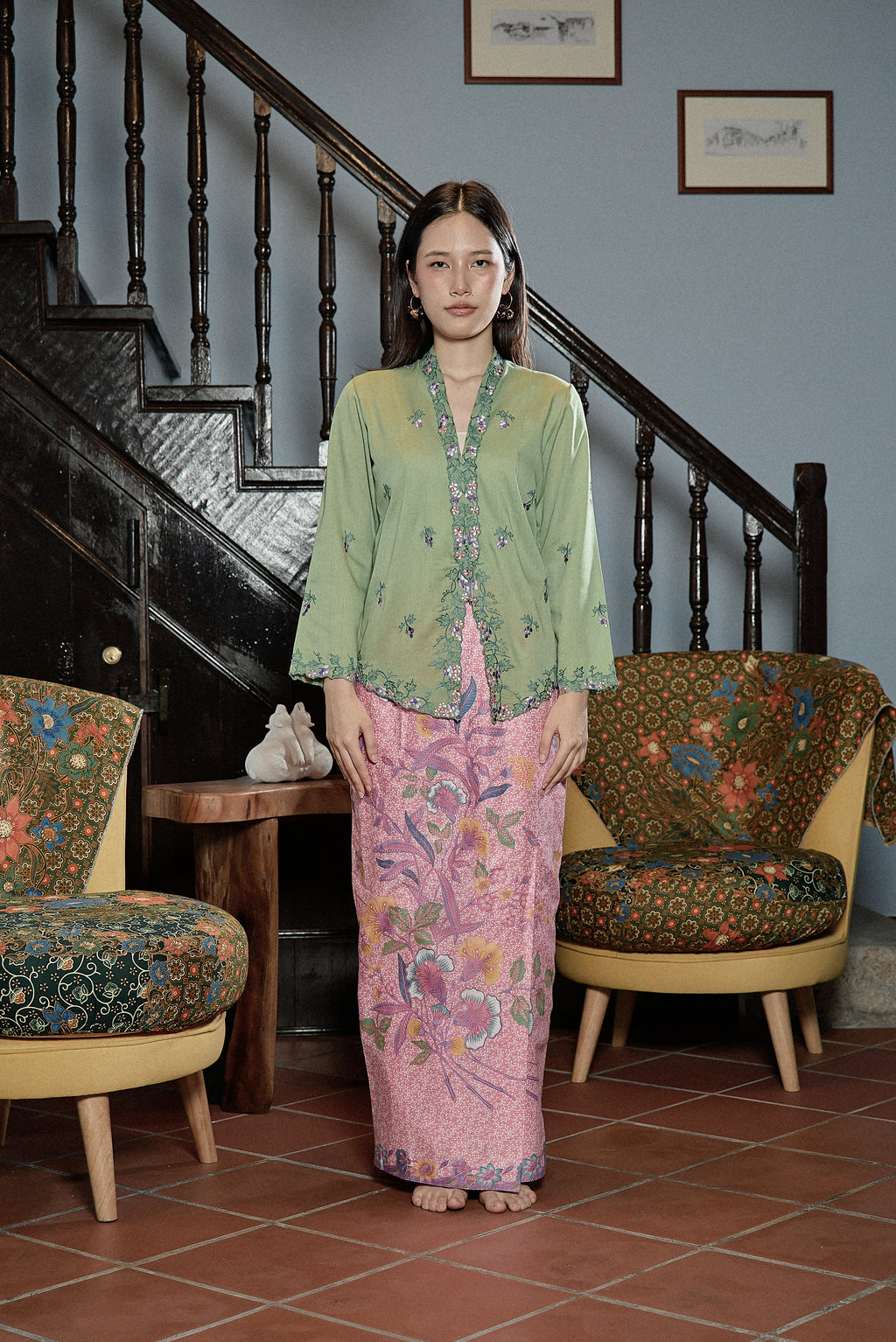 AZIZAH KEBAYA SULAM TOP IN MATCHA