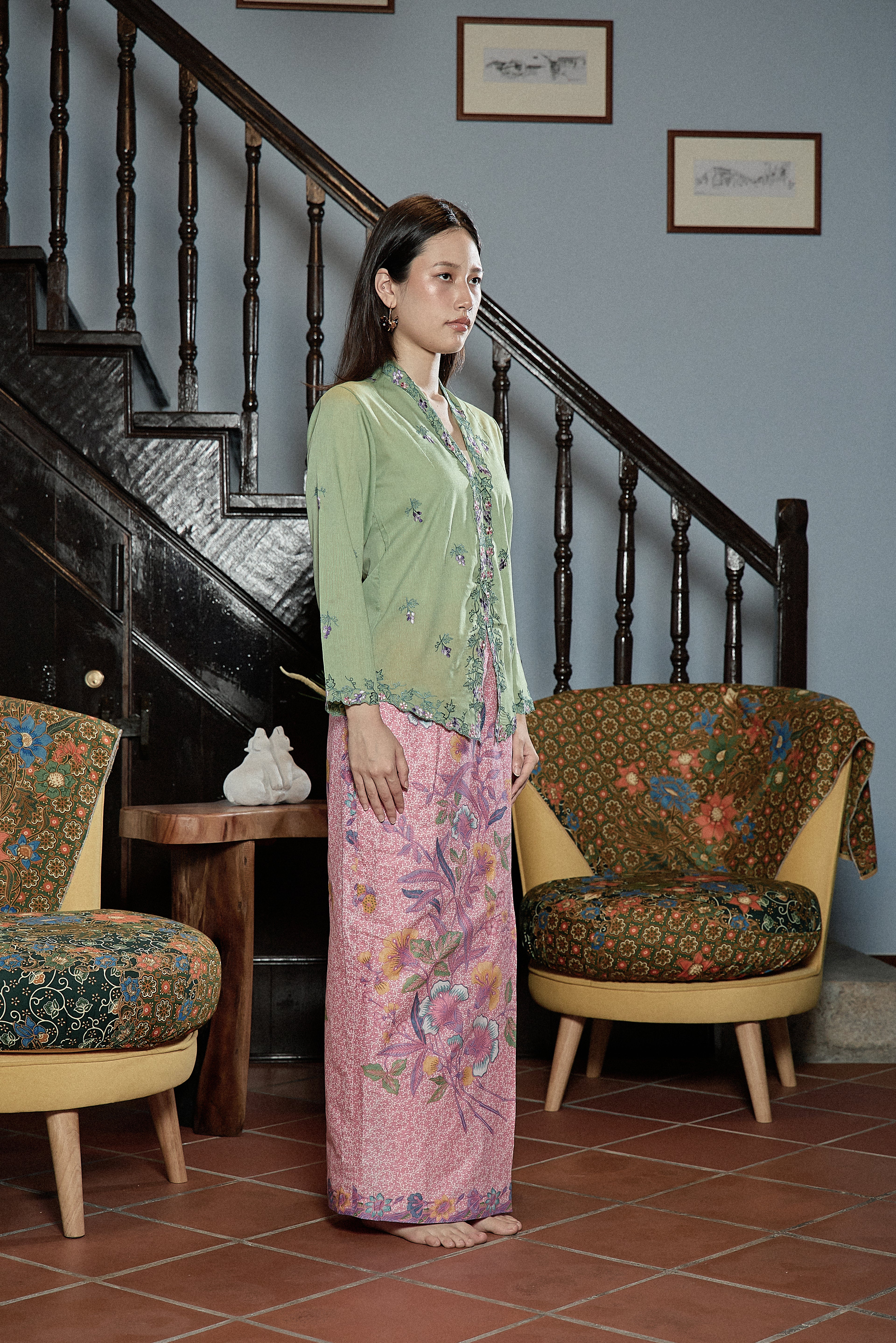 AZIZAH KEBAYA SULAM TOP IN MATCHA