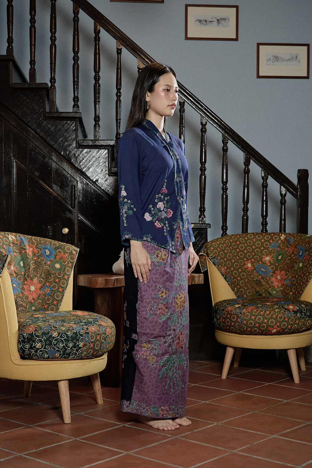 BATIK SKIRT SEMI-LUKIS IN DUSTY PURPLE
