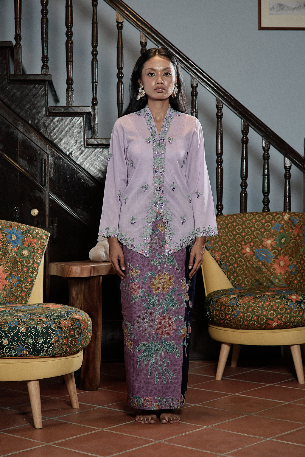 AZIZAH KEBAYA SULAM TOP IN LILAC