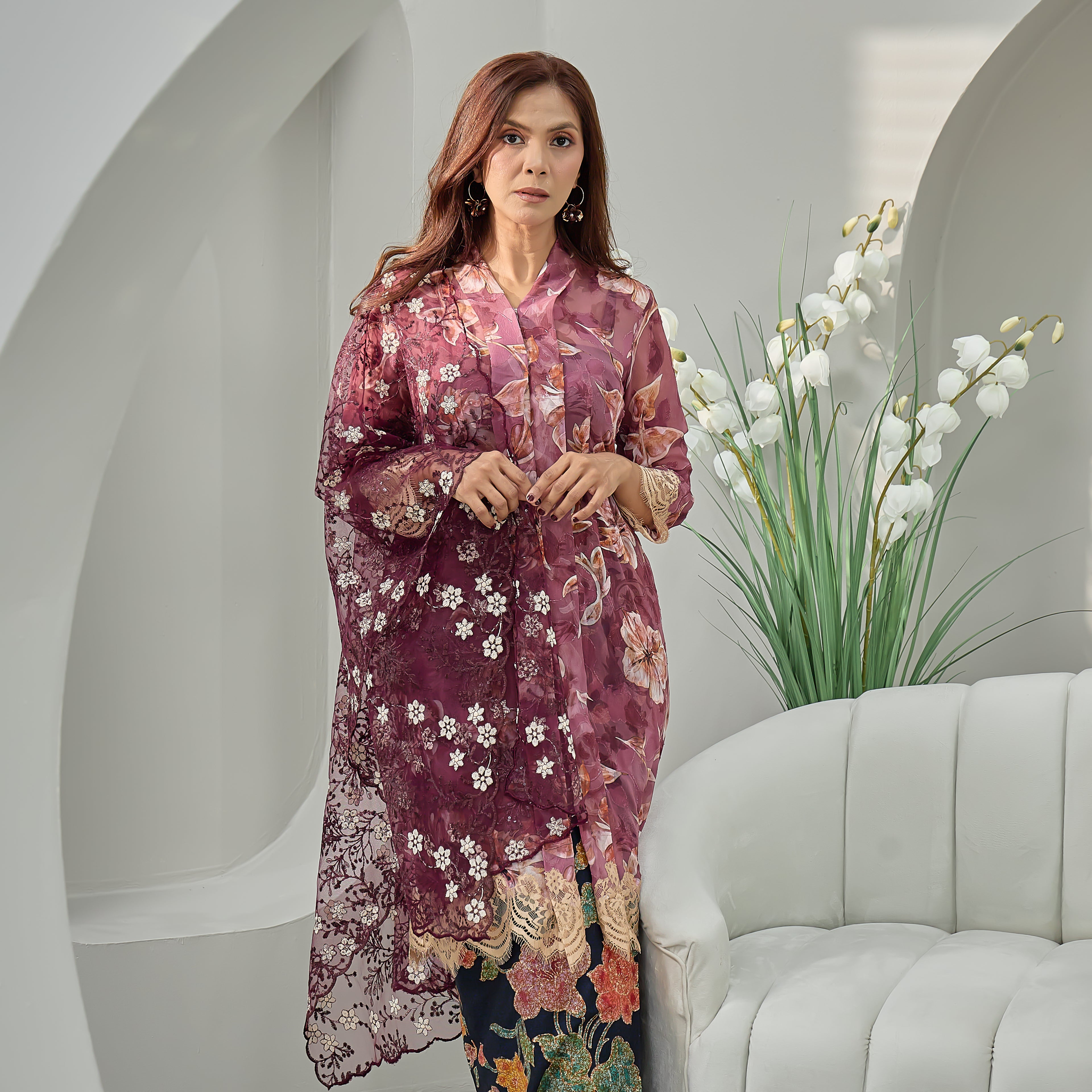 DANG ANUM KEBAYA TOP IN DUSTY PLUM