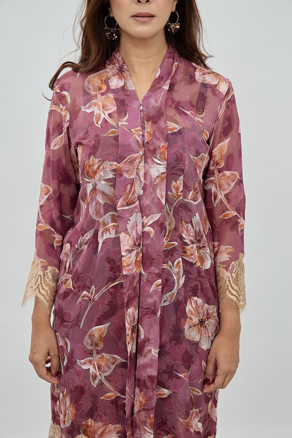 DANG ANUM KEBAYA TOP IN DUSTY PLUM