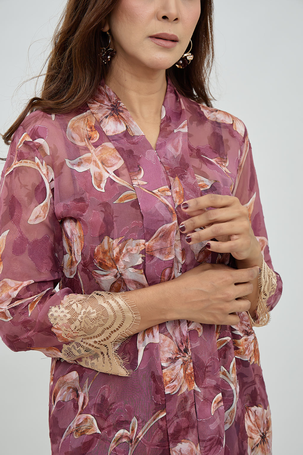 DANG ANUM KEBAYA TOP IN DUSTY PLUM