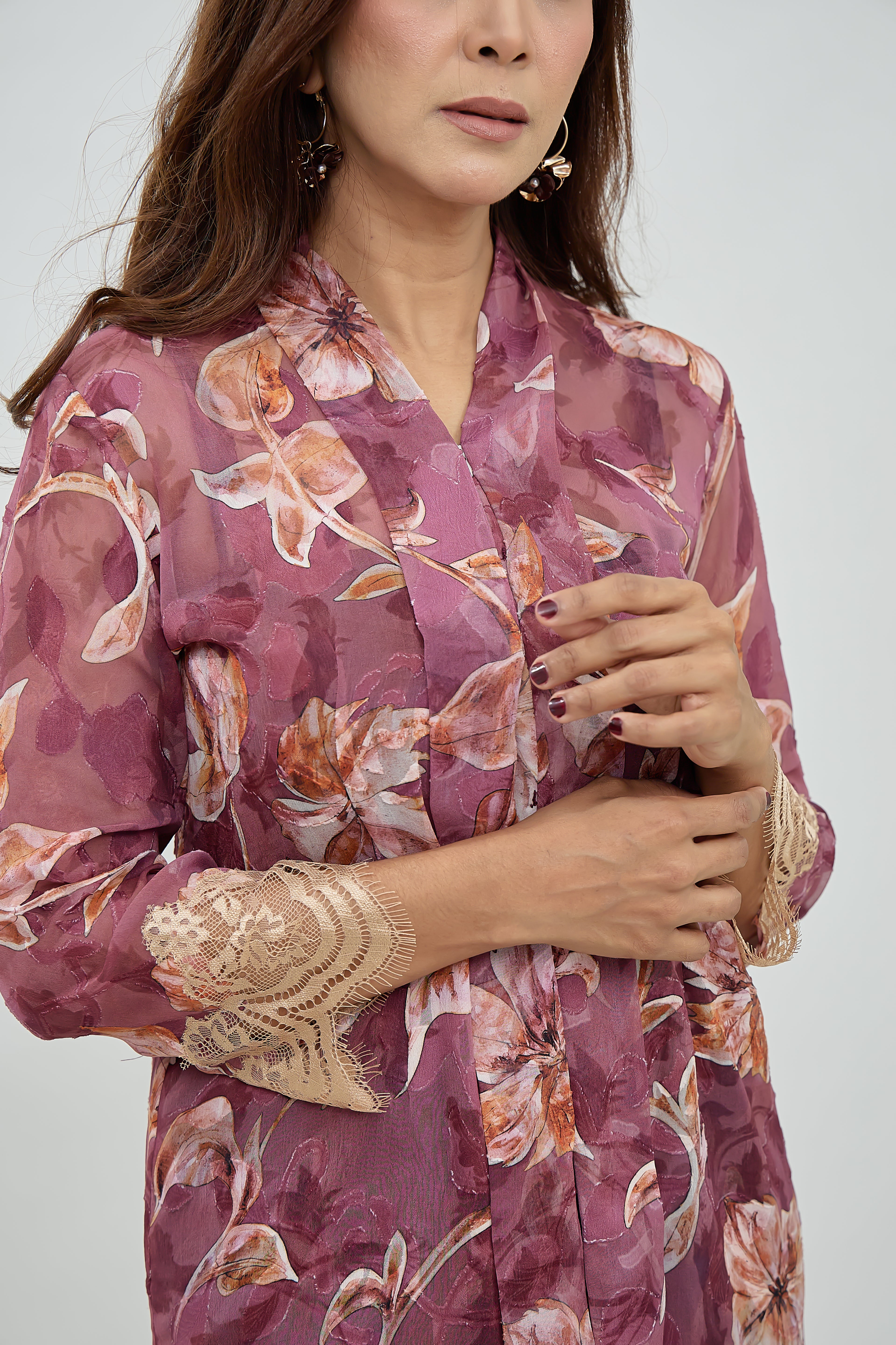 DANG ANUM KEBAYA TOP IN DUSTY PLUM