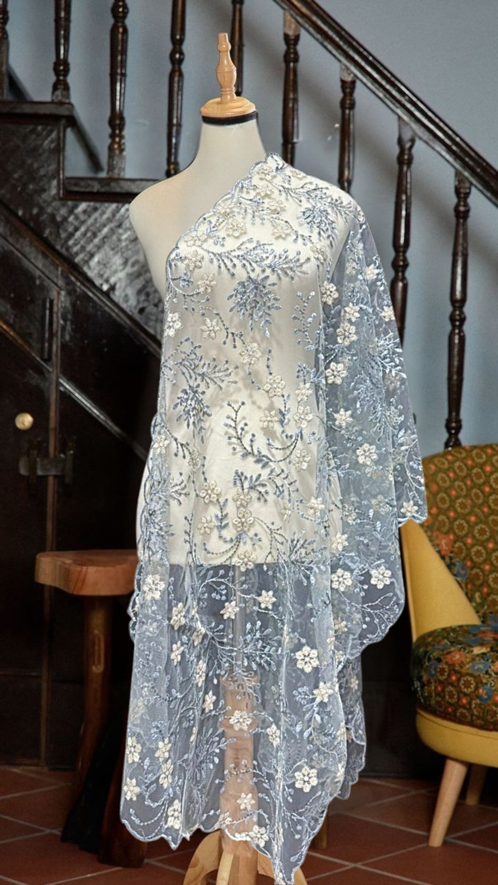 Selendang Mak Inang in Ice Blue